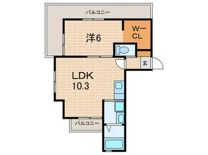 トラスティ野田通(1LDK/3階)の間取り写真