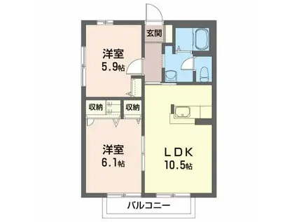 セレナード(2LDK/1階)の間取り写真