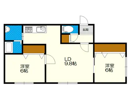 CHOUCHOU北広島壱番館(2LDK/2階)の間取り写真