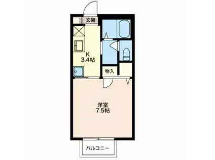 プランドール(1K/1階)の間取り写真