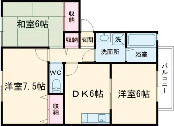 ウィズガーデン(3DK/2階)の間取り写真