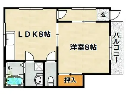 サンハイツ二葉(1LDK/1階)の間取り写真