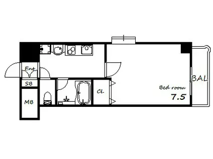 パークビュー王子駅前(1K/5階)の間取り写真