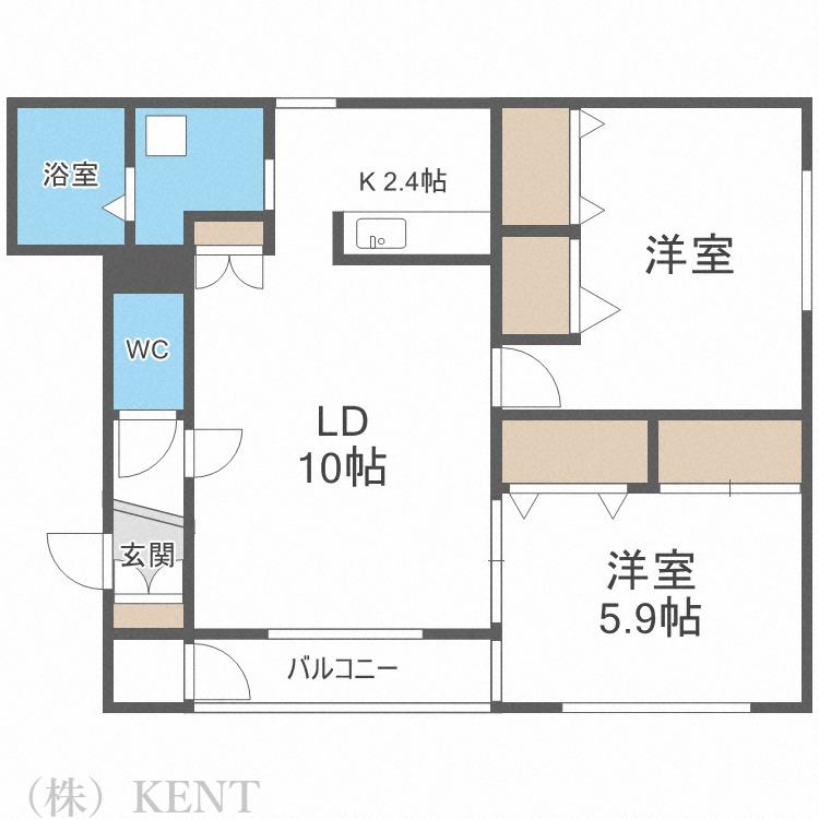 グランピア山の手(2LDK/2階)の間取り写真