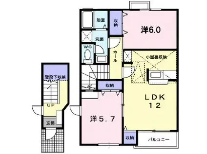 インペリアル(2LDK/2階)の間取り写真