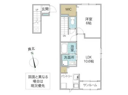 フレッサ II(1LDK/2階)の間取り写真