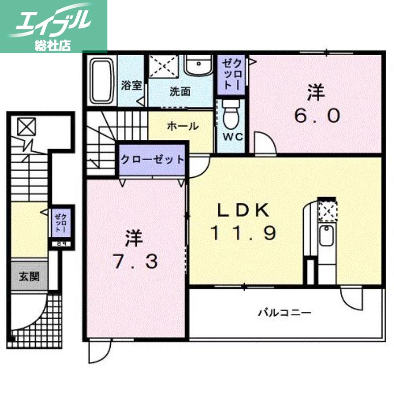 プリムラ ジュリアン(2LDK/2階)の間取り写真