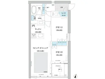 ガーデニエール砧 ウエスト(2LDK/4階)の間取り写真