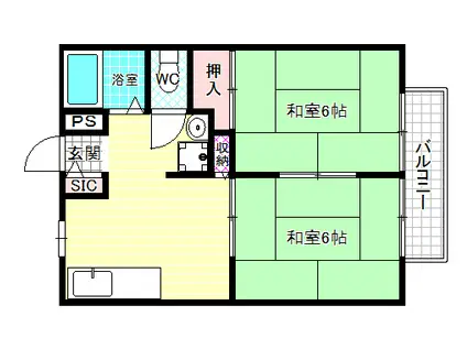 岡本パナハイツ(2DK/1階)の間取り写真