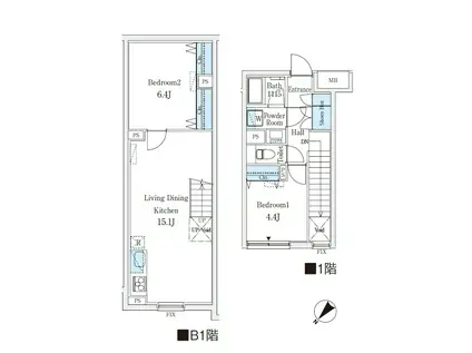 CREATIF学芸大学(2LDK/B1階)の間取り写真