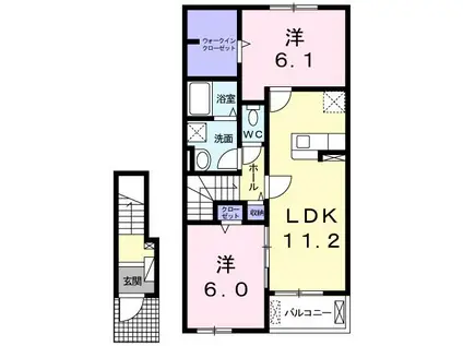 イリニII(2LDK/2階)の間取り写真