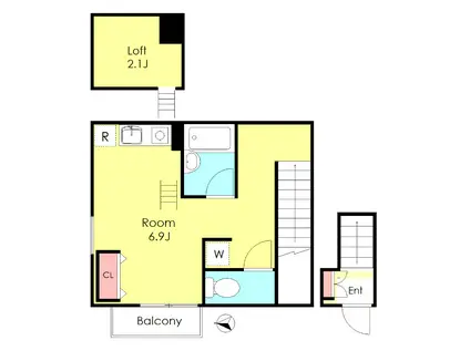 西武池袋線 保谷駅 徒歩15分 2階建 築19年(ワンルーム/2階)の間取り写真