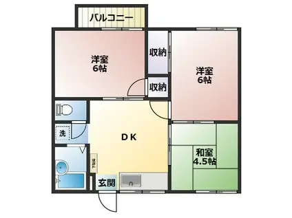 ベルハイムA(3DK/1階)の間取り写真