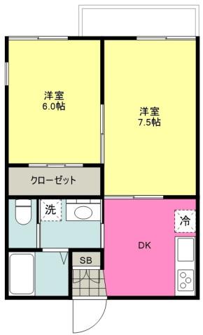 マ・メゾン(2DK/2階)の間取り写真