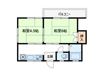 第2コーポナヅカ(2K/2階)の間取り写真