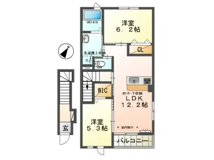 ヴィル・ヴィラージュ(2LDK/2階)の間取り写真