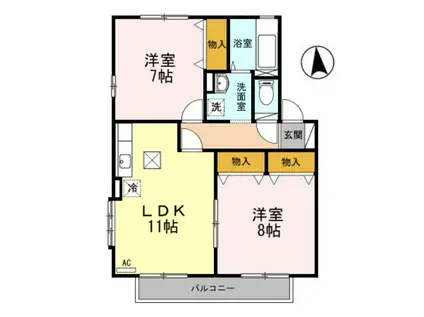 リビングタウン新田東C(2LDK/1階)の間取り写真