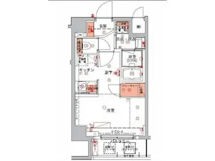 ハーモニーレジデンス日本橋イースト(ワンルーム/7階)の間取り写真