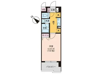 クリエイティブハイツ春日原(1K/3階)の間取り写真