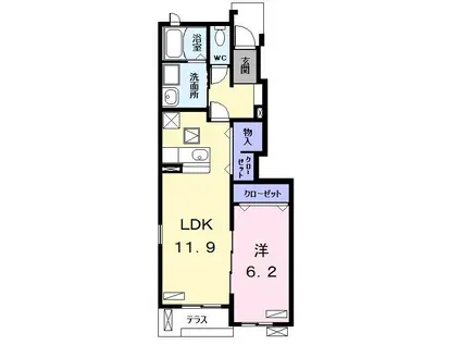コーラス(1LDK/1階)の間取り写真