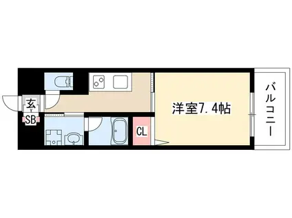 GRAND ESPOIR IZUMI(1K/12階)の間取り写真