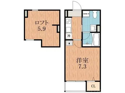 アクセル住之江(1K/1階)の間取り写真