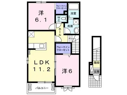 メゾン・アリエス(2LDK/2階)の間取り写真