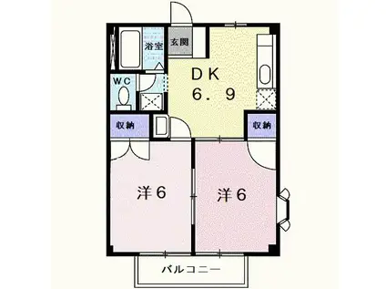 アーバンCITY21(2DK/1階)の間取り写真