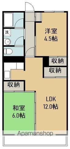 第三木皿ハイツ(2LDK/5階)の間取り写真