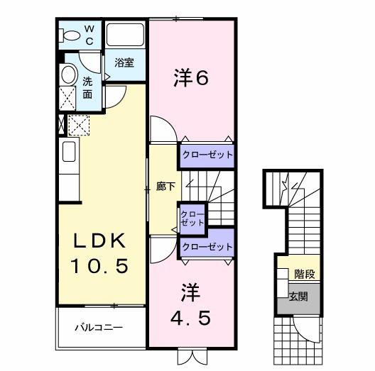 パディー・フィールド(2LDK/2階)の間取り写真