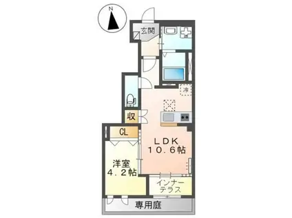 GREEN SORREL I(1LDK/1階)の間取り写真