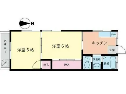 コーポさかえ(2K/1階)の間取り写真