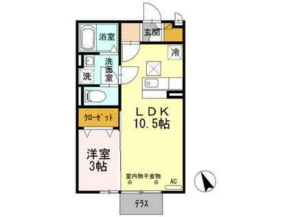 GRANDIR RORO(1LDK/1階)の間取り写真