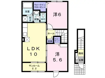 リッコ ファムA(2LDK/2階)の間取り写真