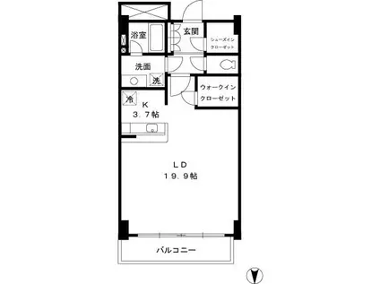 パシフィックロイヤルコートみなとみらい アーバンタワー(ワンルーム/20階)の間取り写真