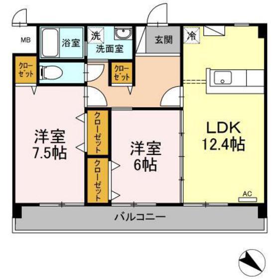 CREST TENMA(2LDK/1階)の間取り写真