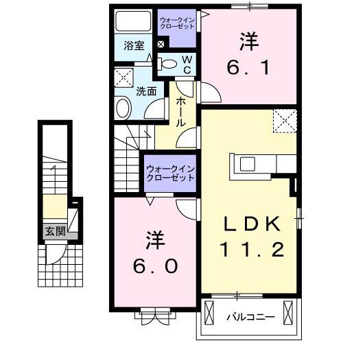 フォレットB(2LDK/2階)の間取り写真