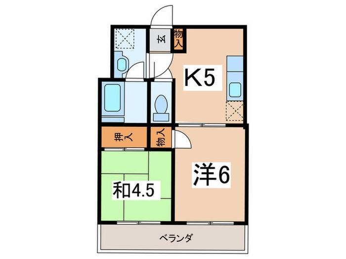 シャンボール相模原(2K/6階)の間取り写真