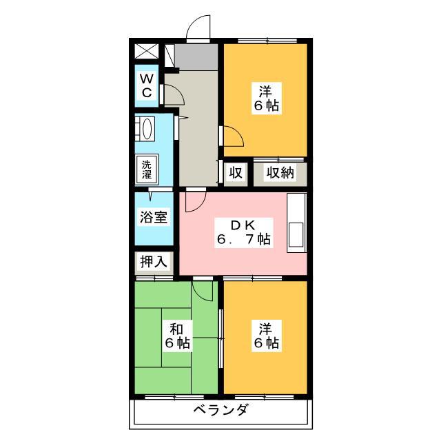 パークハイツ野村(3DK/3階)の間取り写真