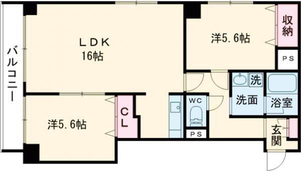メゾンラフォーネ(2LDK/6階)の間取り写真