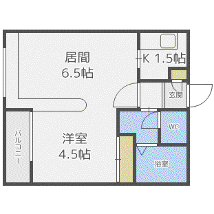 ダイアナ白石ヒルズI(1LDK/2階)の間取り写真