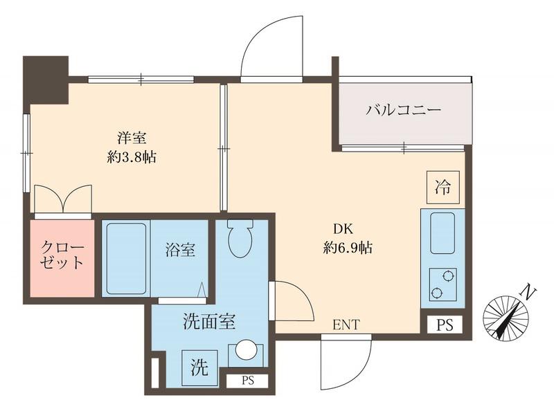スフィア日本橋富沢町(1DK/3階)の間取り写真