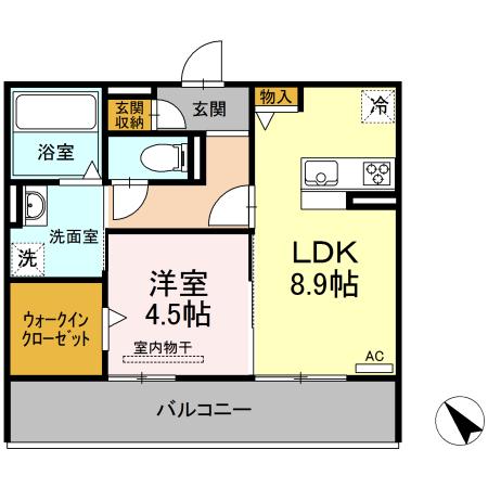 コンフォール松江(1LDK/3階)の間取り写真