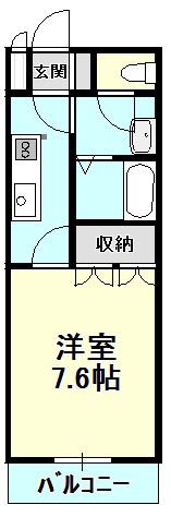 ラ・メールAKAI(1K/2階)の間取り写真