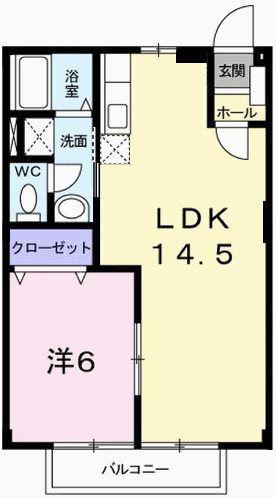 エスポワール御立 A棟(1LDK/1階)の間取り写真