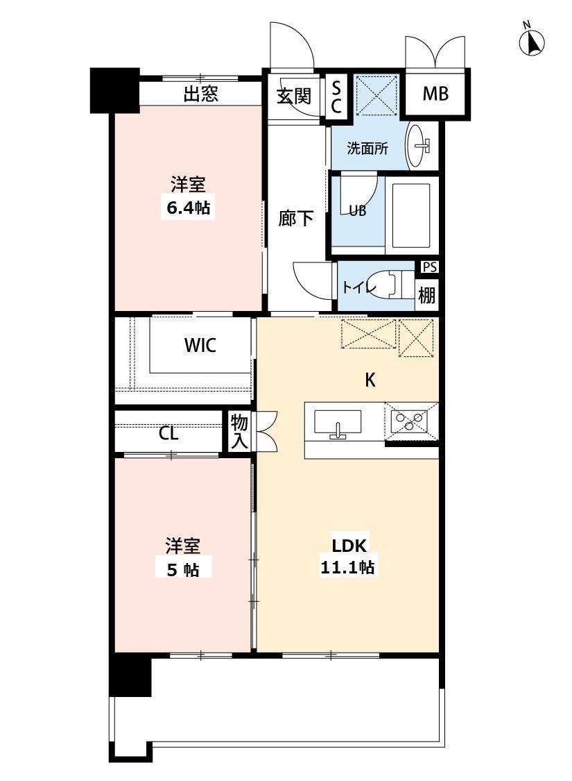ウィングス西本町(2LDK/10階)の間取り写真