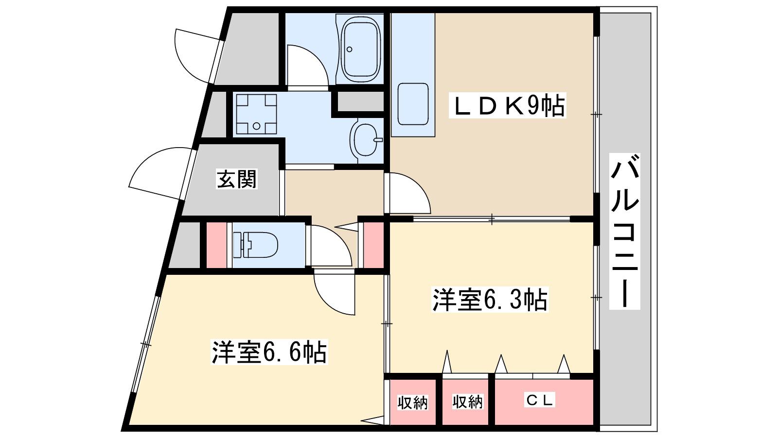 ミレニアム(2LDK/2階)の間取り写真