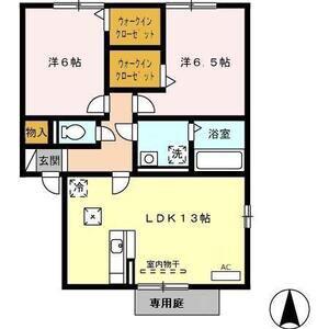 アーデ フライア D棟(2LDK/1階)の間取り写真