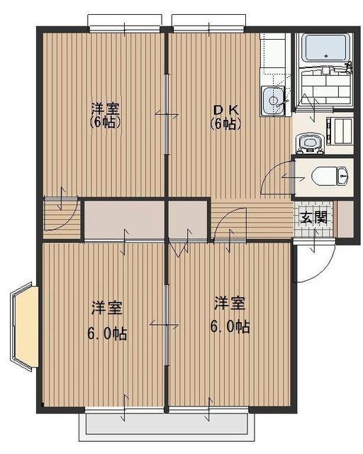 サンライフ若狭B(3DK/2階)の間取り写真