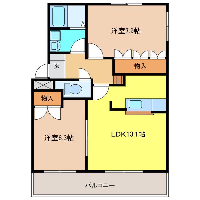 ファシネーション(2LDK/1階)の間取り写真